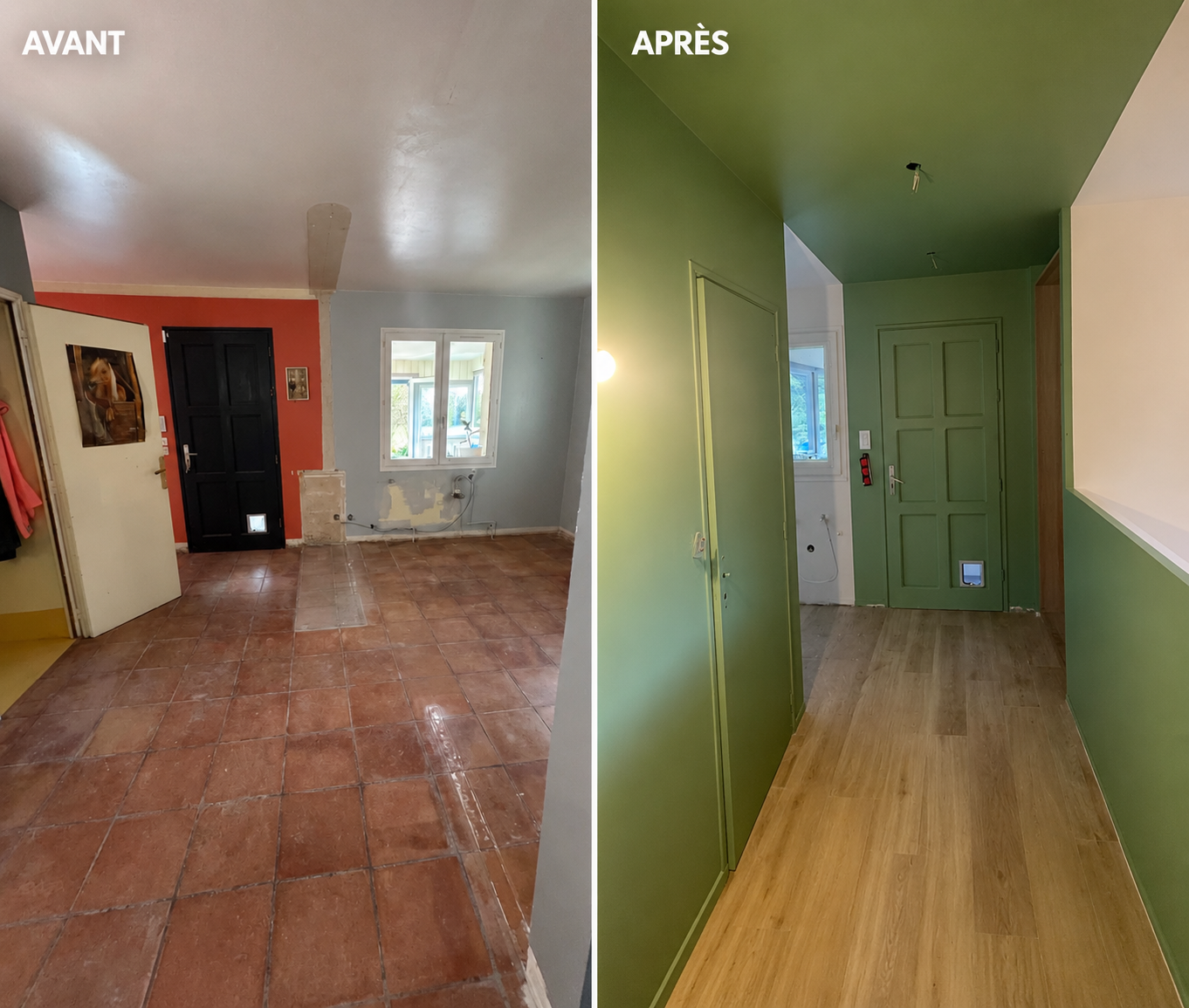 Rénovation intérieure avant / après réalisée par Gomes'renov49 — peinture et pose de sol
